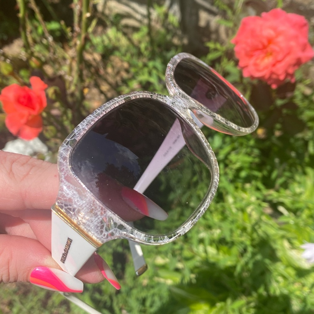 Dolce & Gabbana White Lace Sunglasses Gold Accents